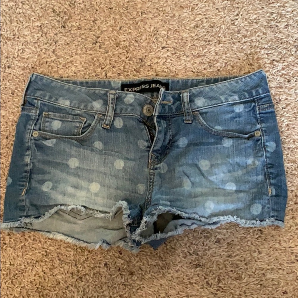 Polka dot jean shorts